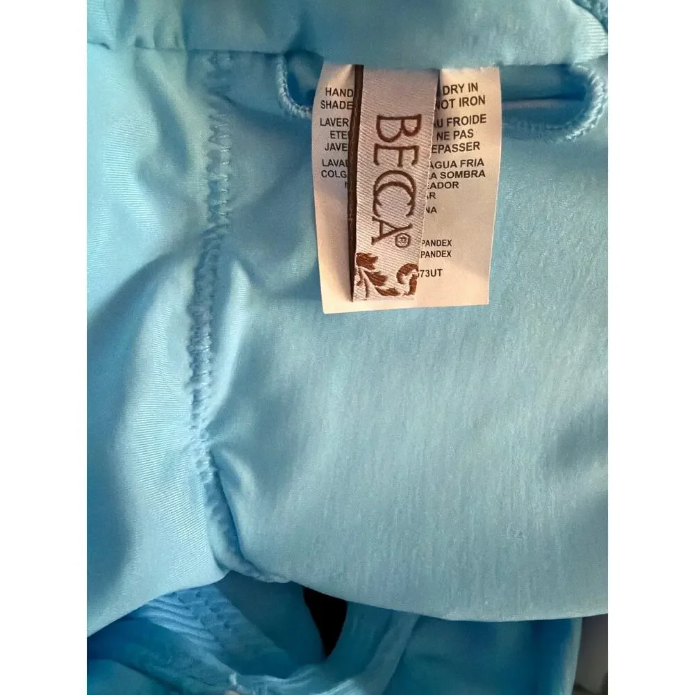 New Becca virtue one piece swimsuit ice blue ribbed textured